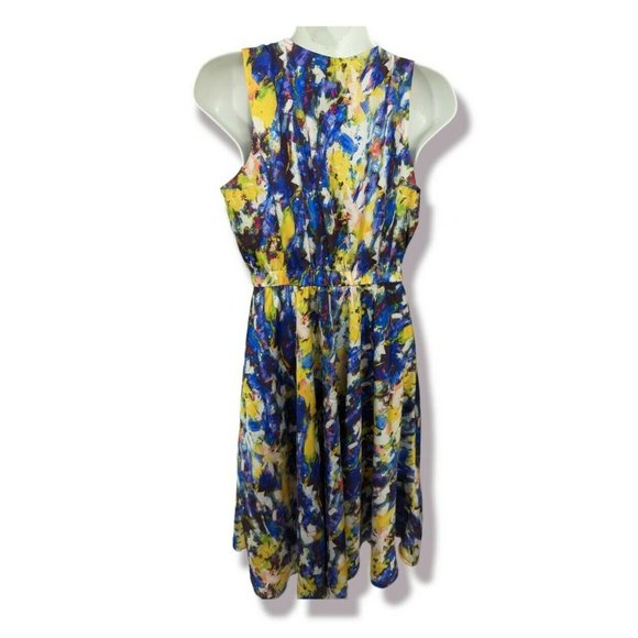 Willy Jay's Blue and Yellow Lightweight Wrap Dress Size S - Picture 2 of 9